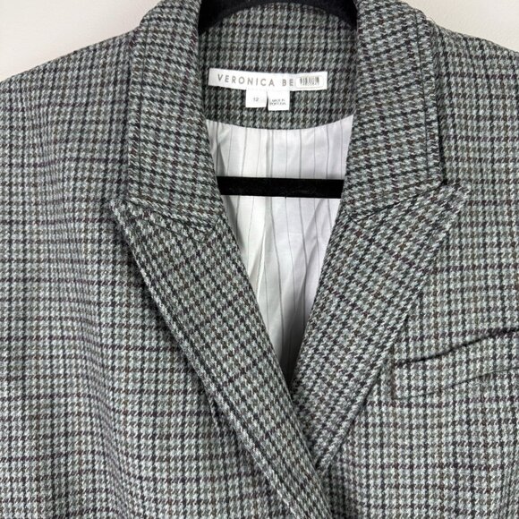 Veronica Beard Sybille Houndstooth Jacket Blazer Gray Wool Blend Size 12 $595 - Picture 5 of 10